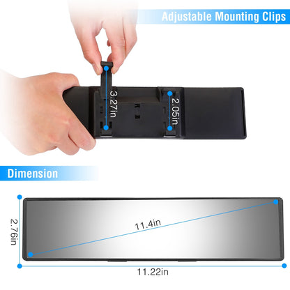 11.4" Panoramic Clip-On Rearview Mirror