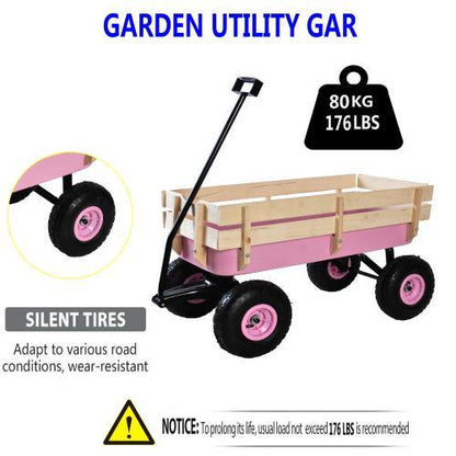Outdoor Sports Tools Wooden Utility Pneumatic Tire Wheelbarrow