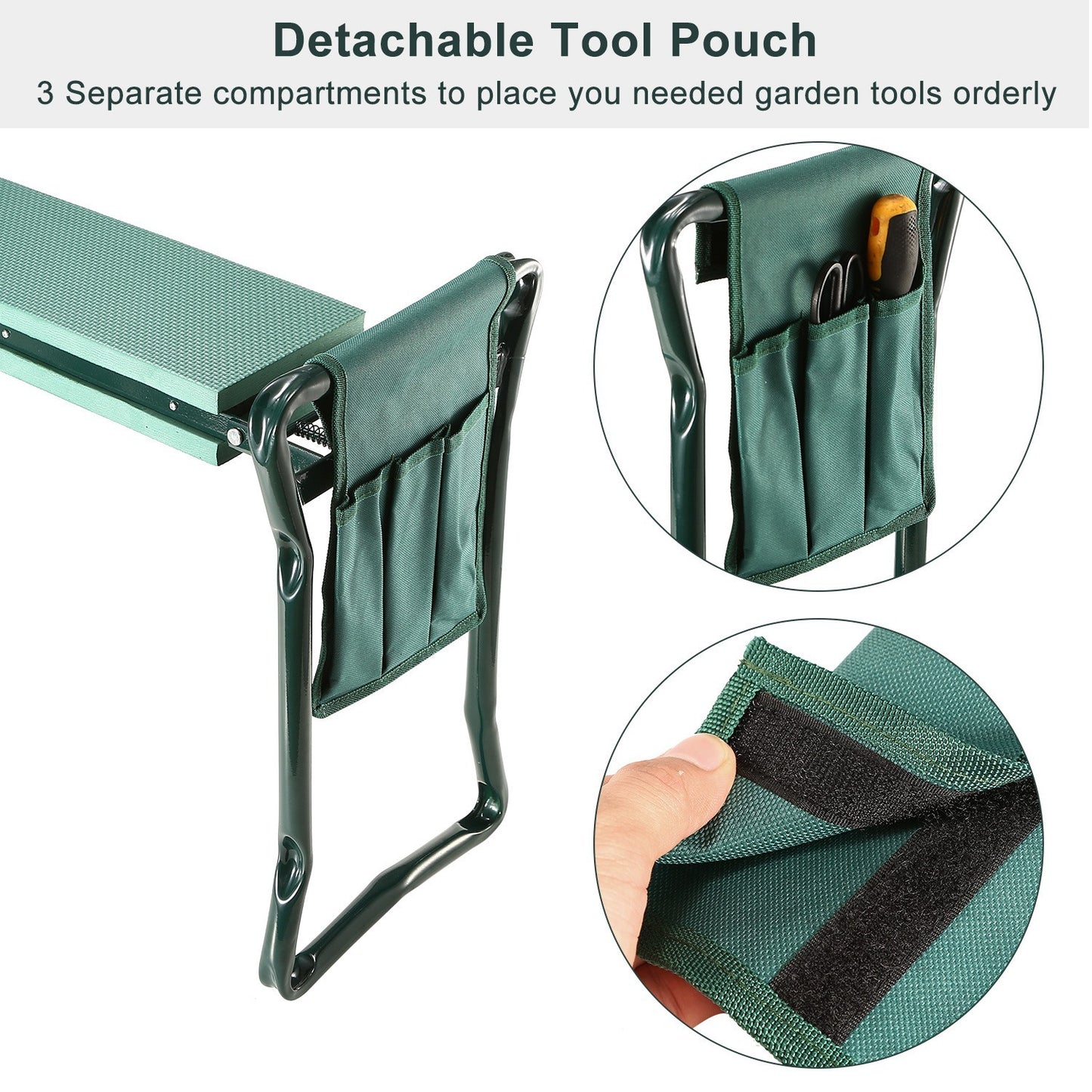 Foldable Garden Kneeler & Seat with Thick EVA Pad + Tool Pouch