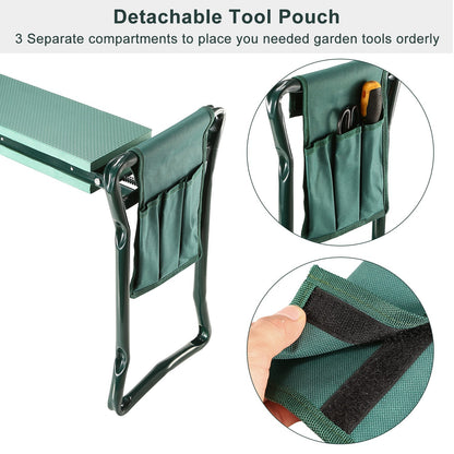 Foldable Garden Kneeler & Seat with Thick EVA Pad + Tool Pouch