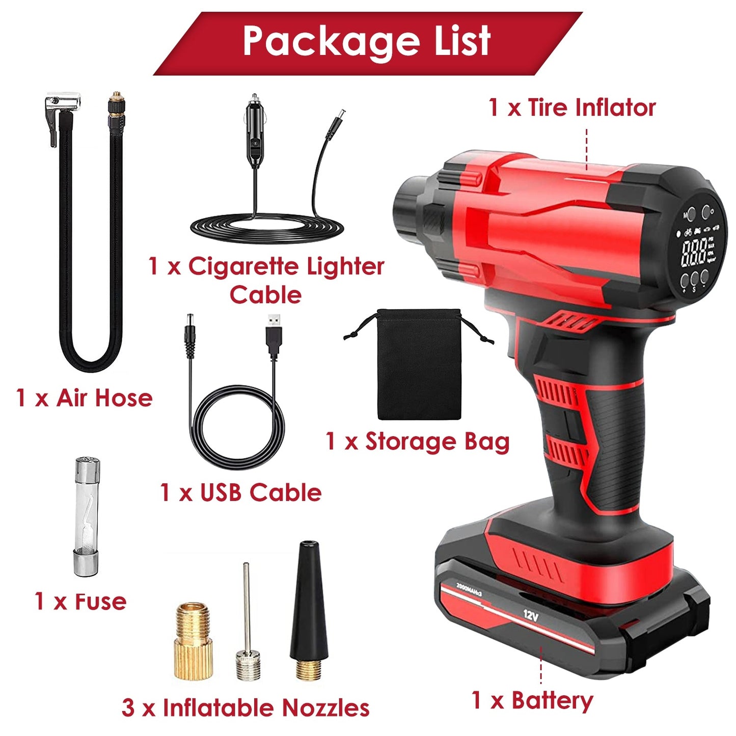 TurboAir Max 150PSI Cordless rechargable Tire Inflator