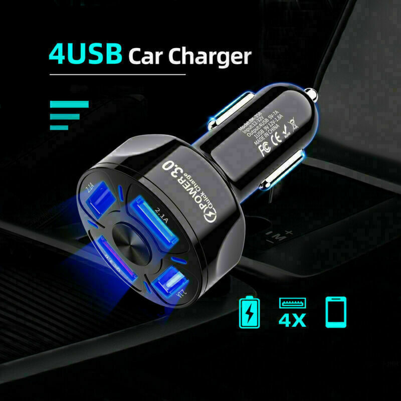 QuadCharge 45W Mini Car USB Fast Charger (4-Port)