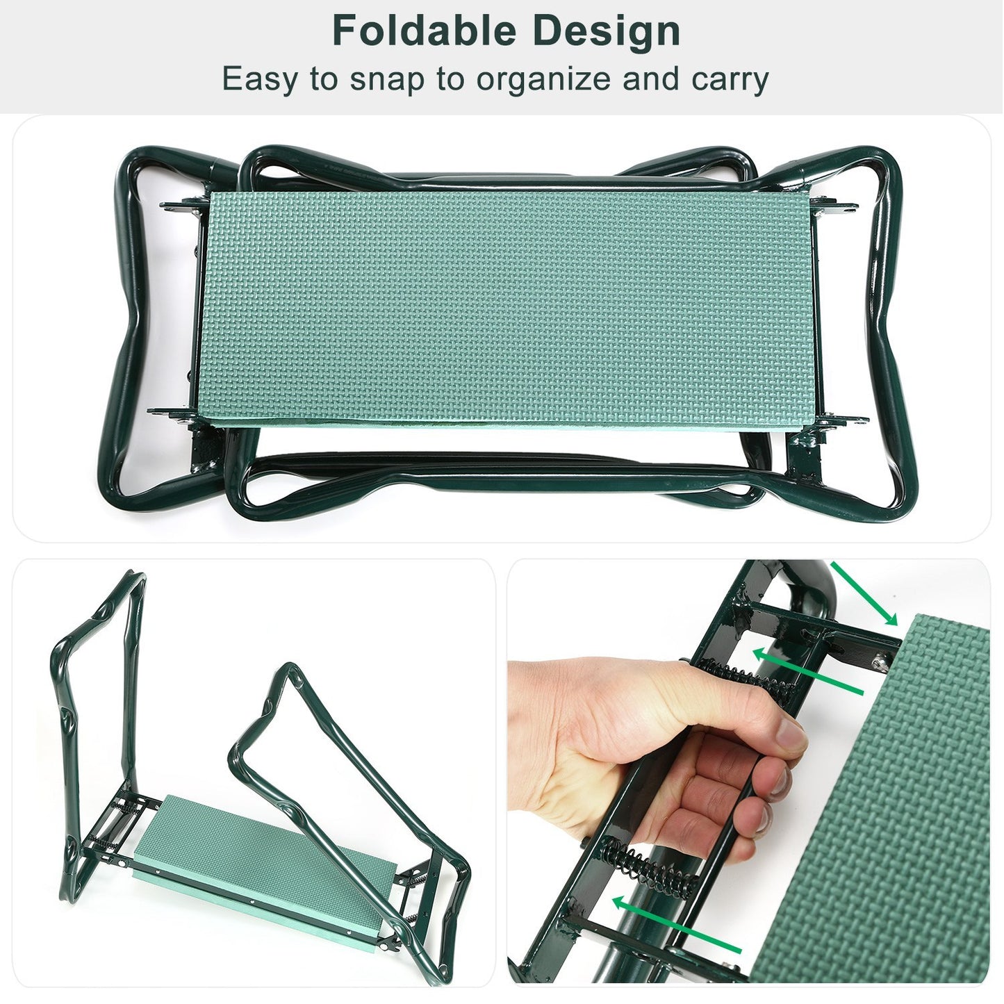 Foldable Garden Kneeler & Seat with Thick EVA Pad + Tool Pouch