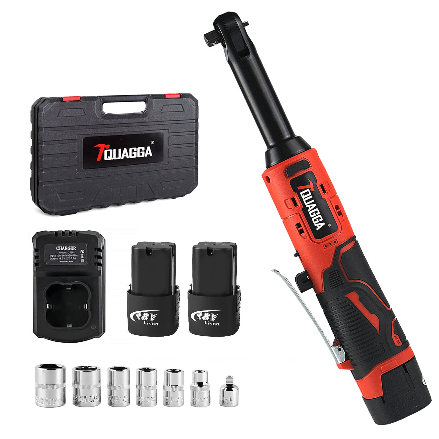 TQUAGGA 18V Cordless Extended Ratchet Wrench Set