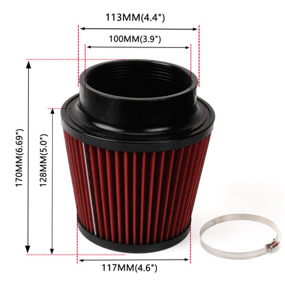 Car High-Flow Performance Air Filter (100mm Inlet)