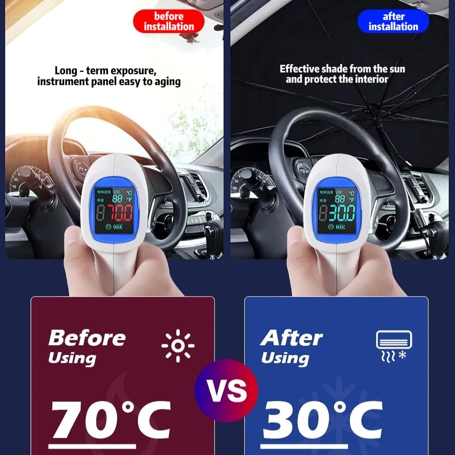 Foldable ReflectorCar Windshield Umbrella Sunshade