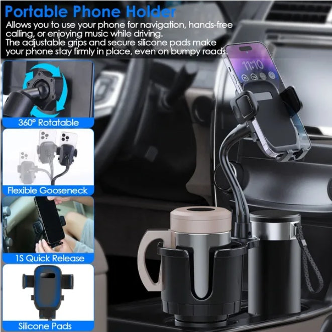 2-in-1 Car Cup Mobile Phone Holder & Beverage Holder