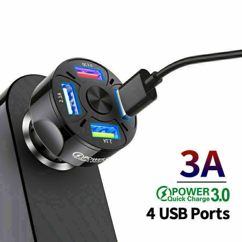 QuadCharge 45W Mini Car USB Fast Charger (4-Port)