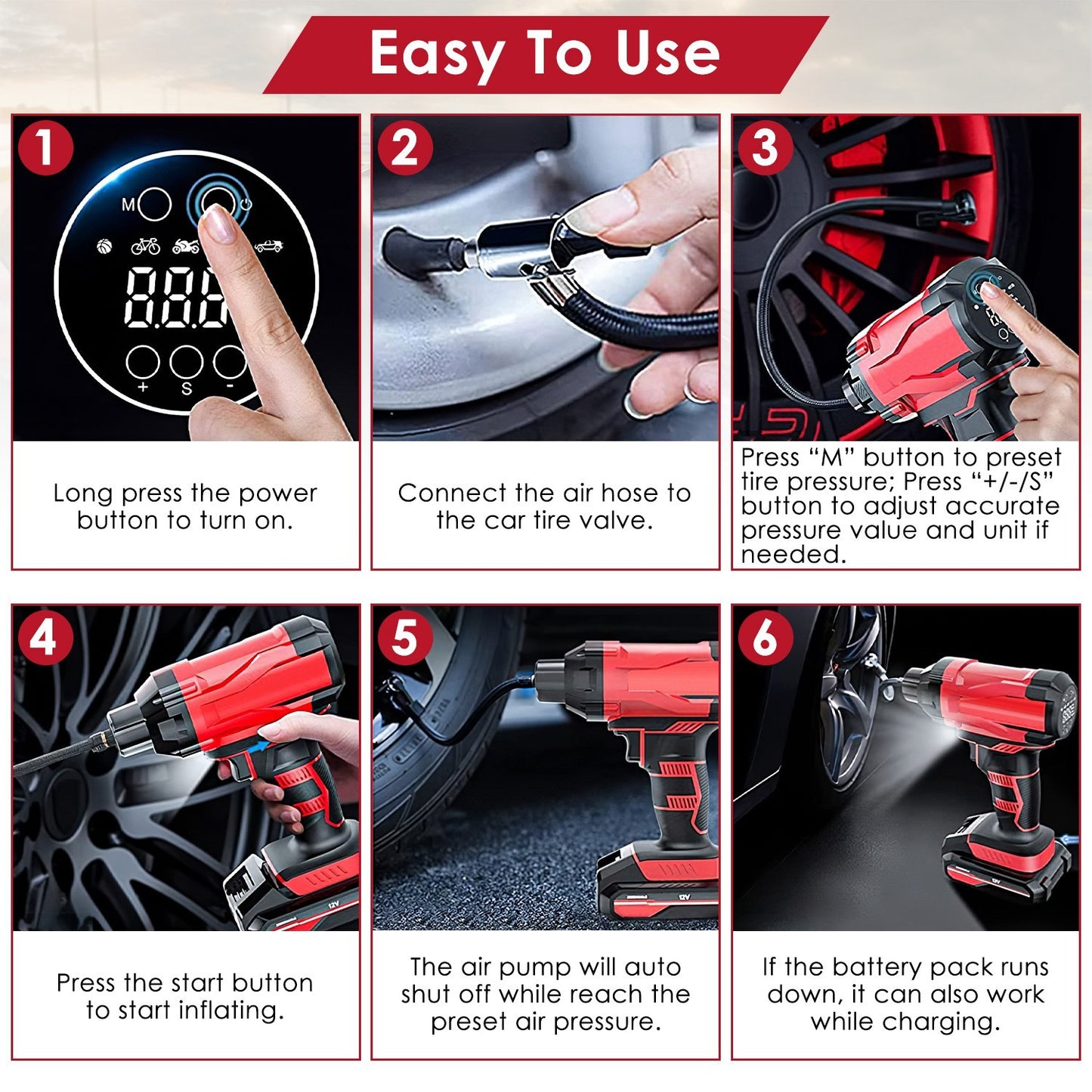 TurboAir Max 150PSI Cordless rechargable Tire Inflator