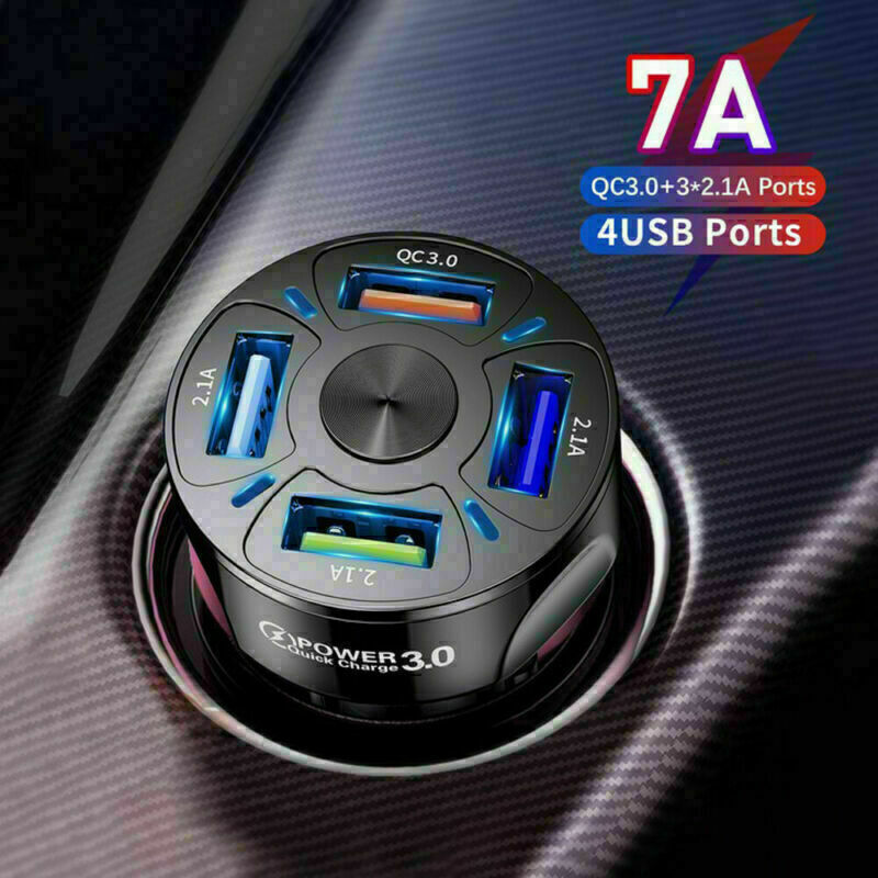 QuadCharge 45W Mini Car USB Fast Charger (4-Port)